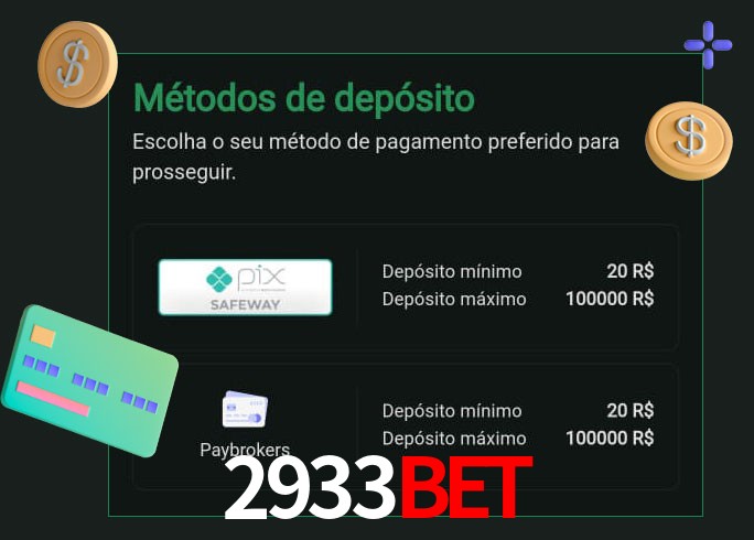 O cassino 2933Bet oferece uma grande variedade de métodos de pagamento